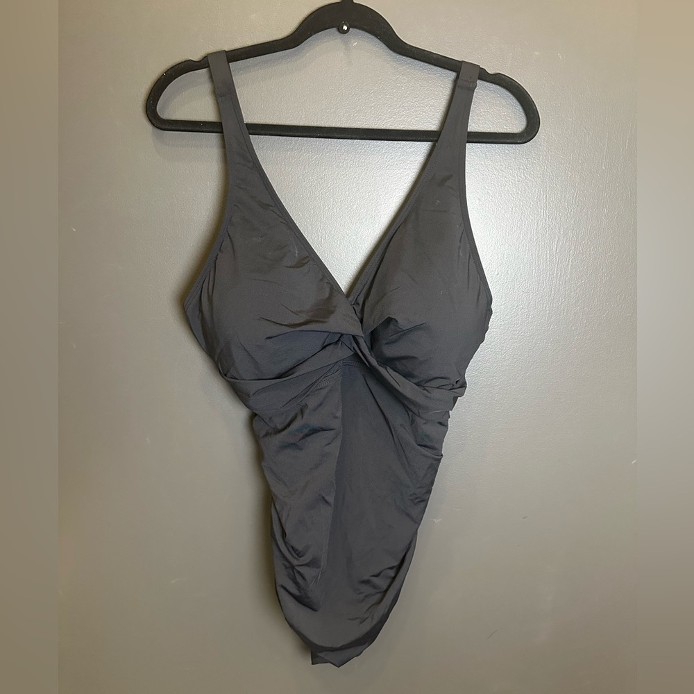 Holipick | Black Asymmetrical One-Piece Swimsuit Mesh Detail | NWT | 18W
